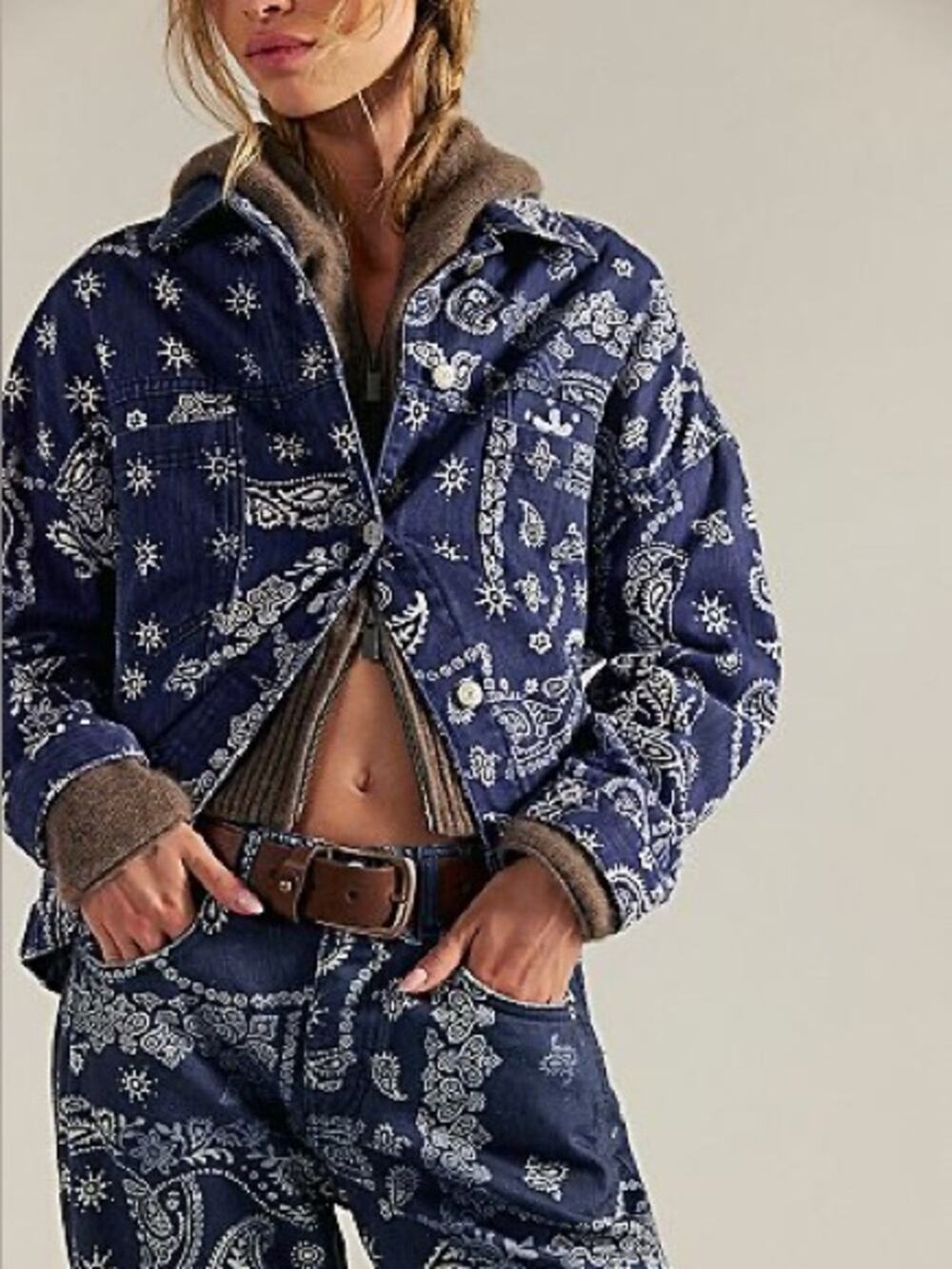 We The Free Opal Swing Printed Denim Jacket